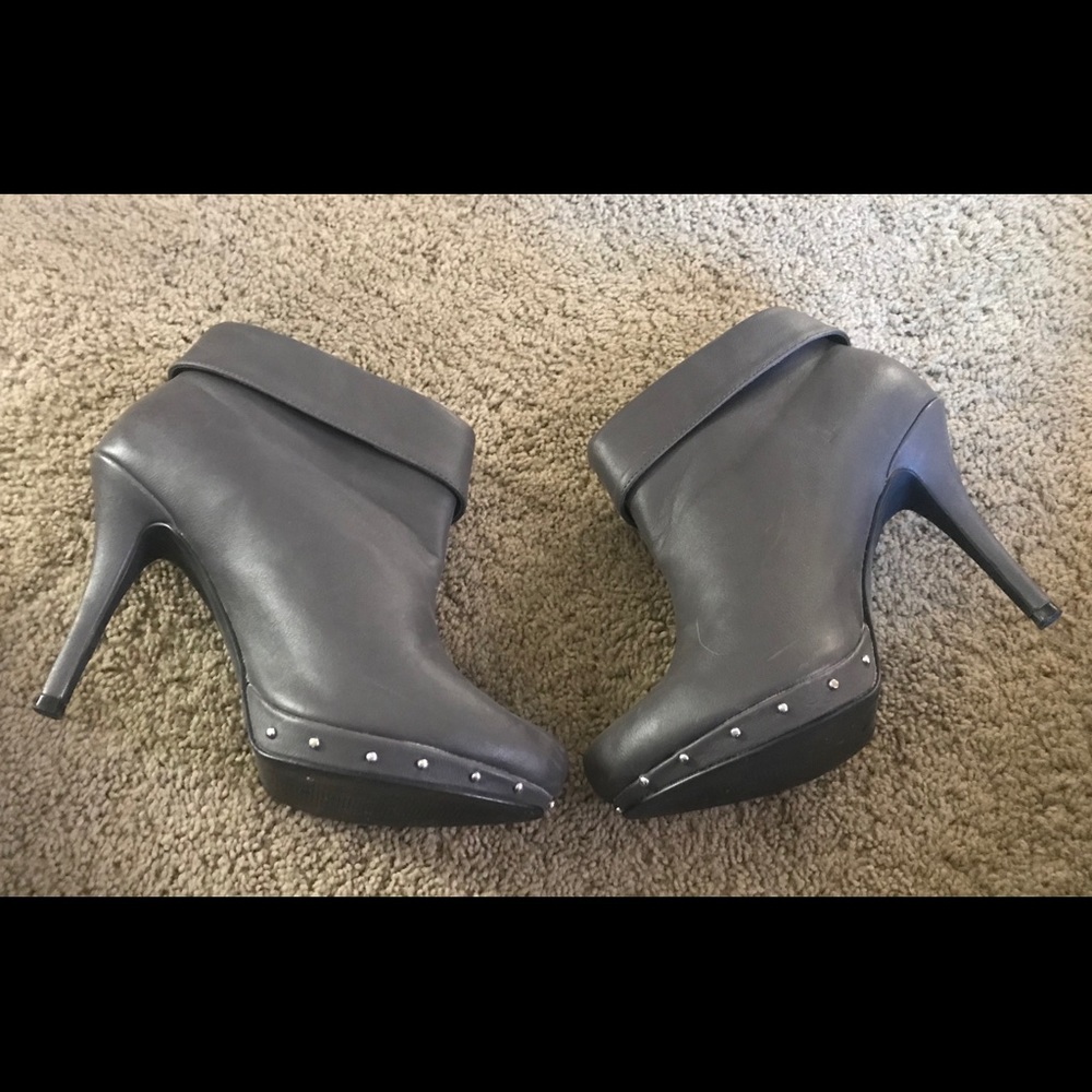 Grey Stiletto Bootie Heels